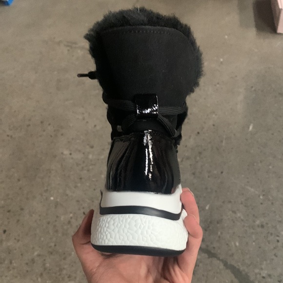 Fur Lined Thick Sole Winter High Top Sneaker in Black Faux Suede, Women’s - Picture 12 of 15